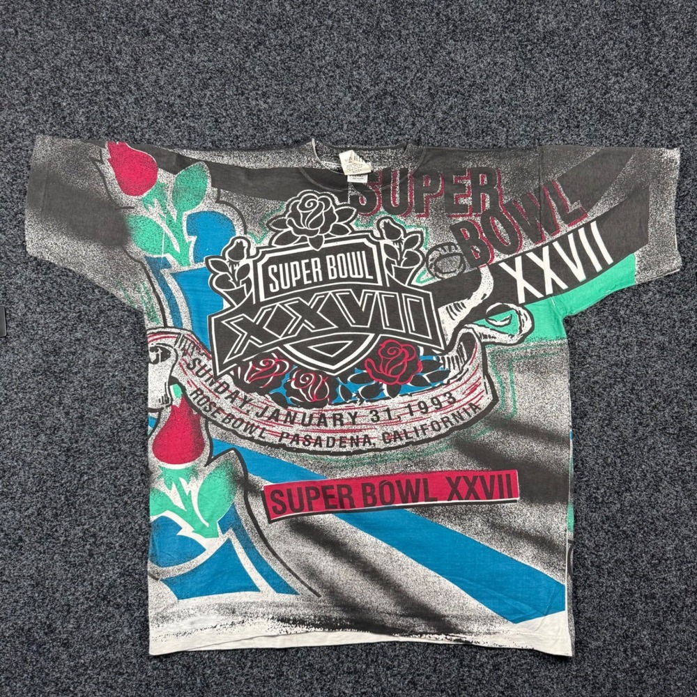 Vintage 1992 Magic Johnson Ts NFL  Super Bowl XXVII All Over Print Shirt XL